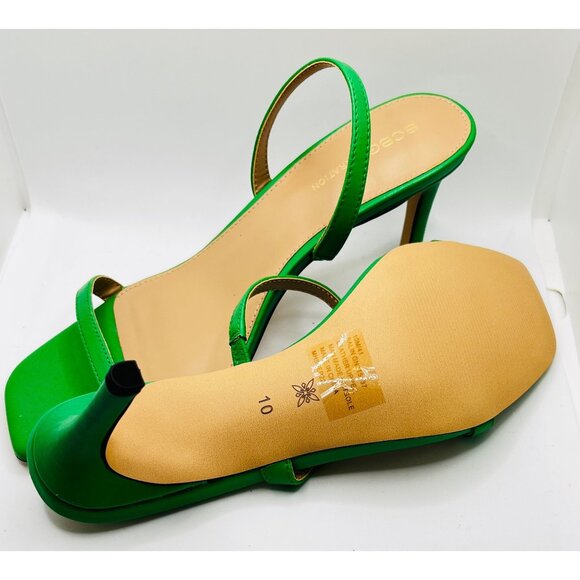 BCBGeneration Emerald Green Leather Strappy Heeled Sandals Size 10M With Box - Picture 4 of 6
